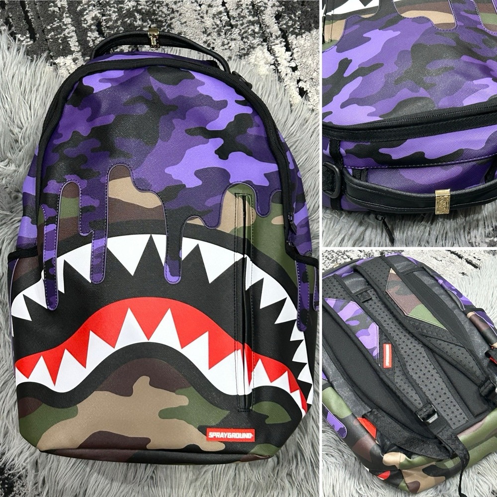 Sprayground XTC Purple Mountaineer Paint Art Backpack School Bag Limited Edition